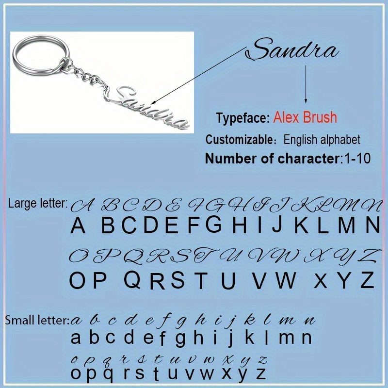 Personalized Stainless Steel Keychain with Custom Name for Mother's Day Gift