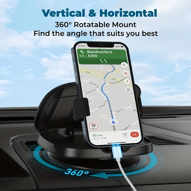 Soporte universal para coche con ventosa para teléfono, base de tablero, rotación de 360°, seguro, manos libres