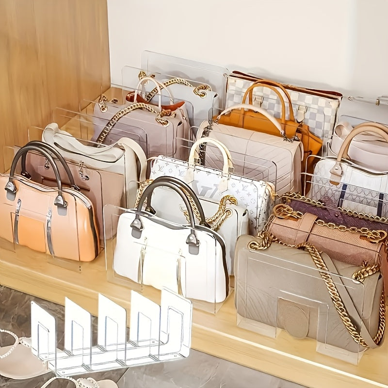 Acrylic Handbag Organizer with 4 Dividers for Closet Purse Storage