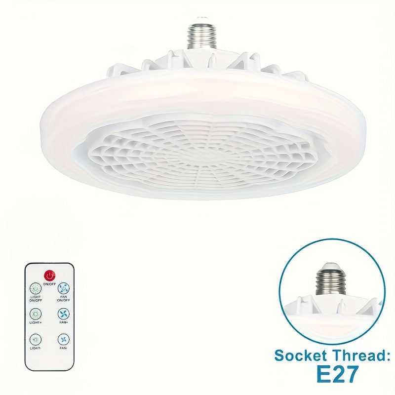 E27 Screw Socket Fan Lamp with Remote Control, Independent Fan and Light, Suitable for Bedrooms and Living Rooms