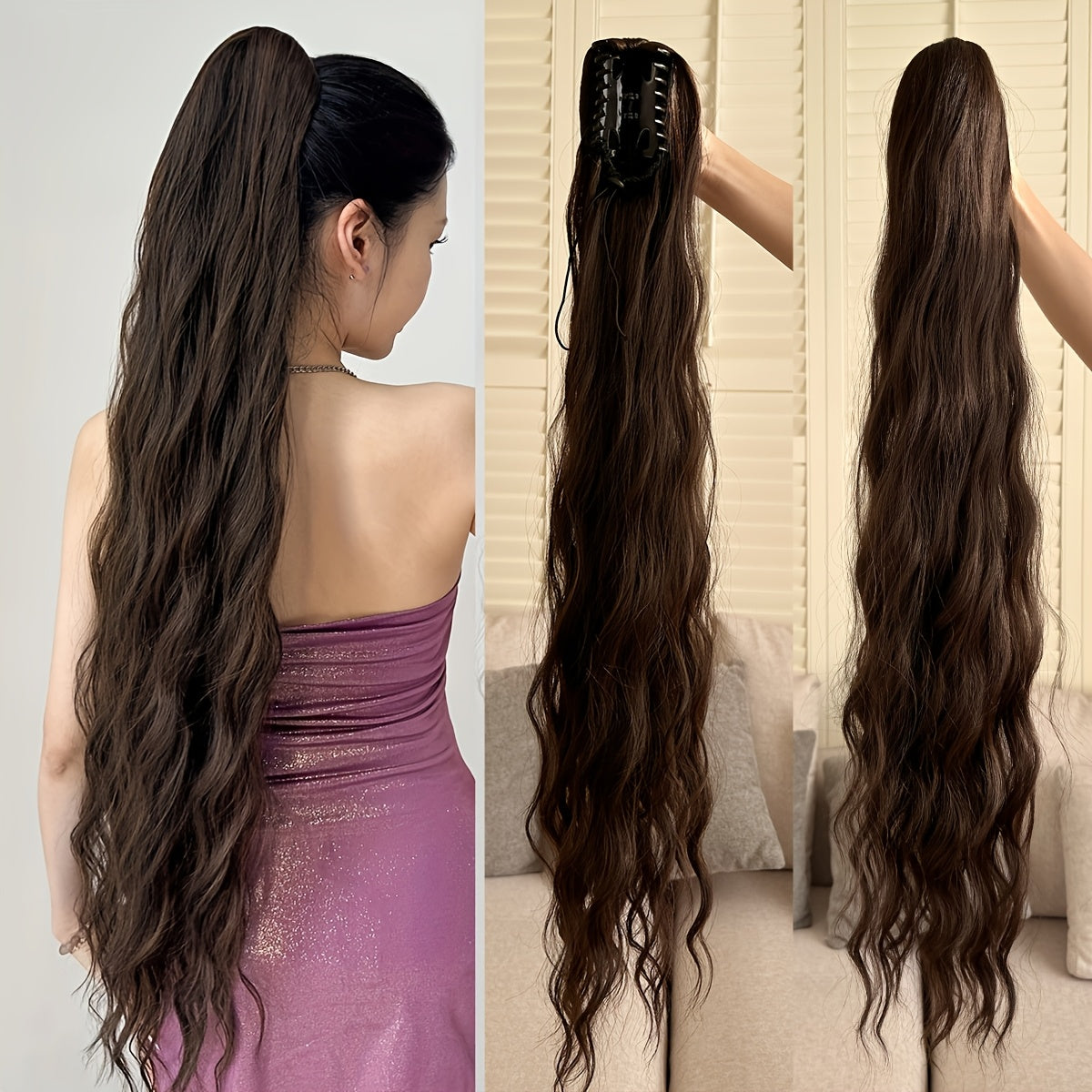 Ombre Water Wave Synthetic Ponytail Hair Extension for Women 81.28cm Heat Resistant