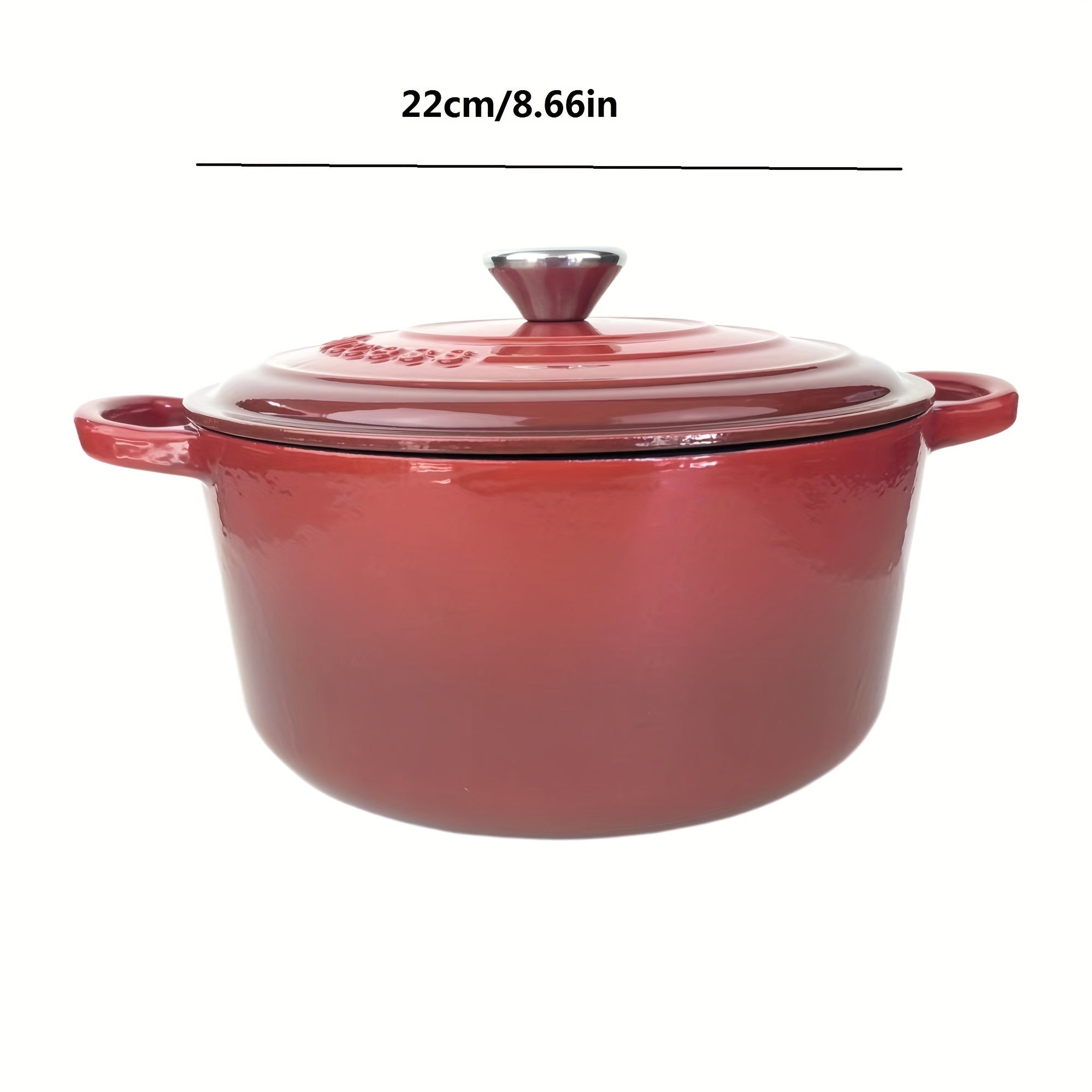 Set of 3 Enamel Cast Iron Pots 22cm 24cm 26cm Non-Stick Handles