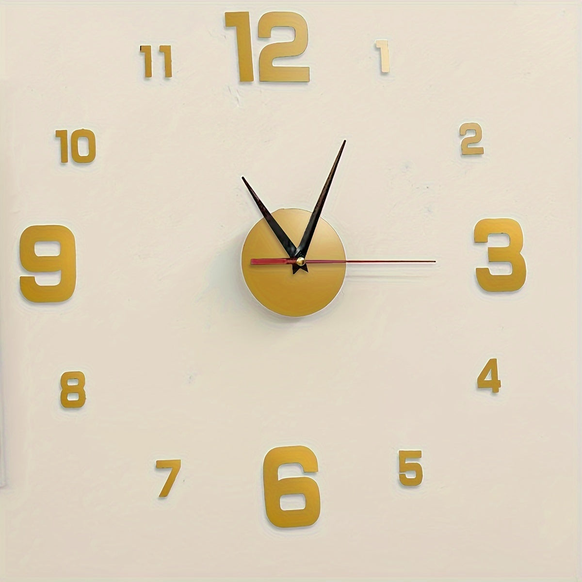 Digital Wall Clock Silent Movement Acrylic Self-Adhesive Modern Round 40cm Black Gold Green