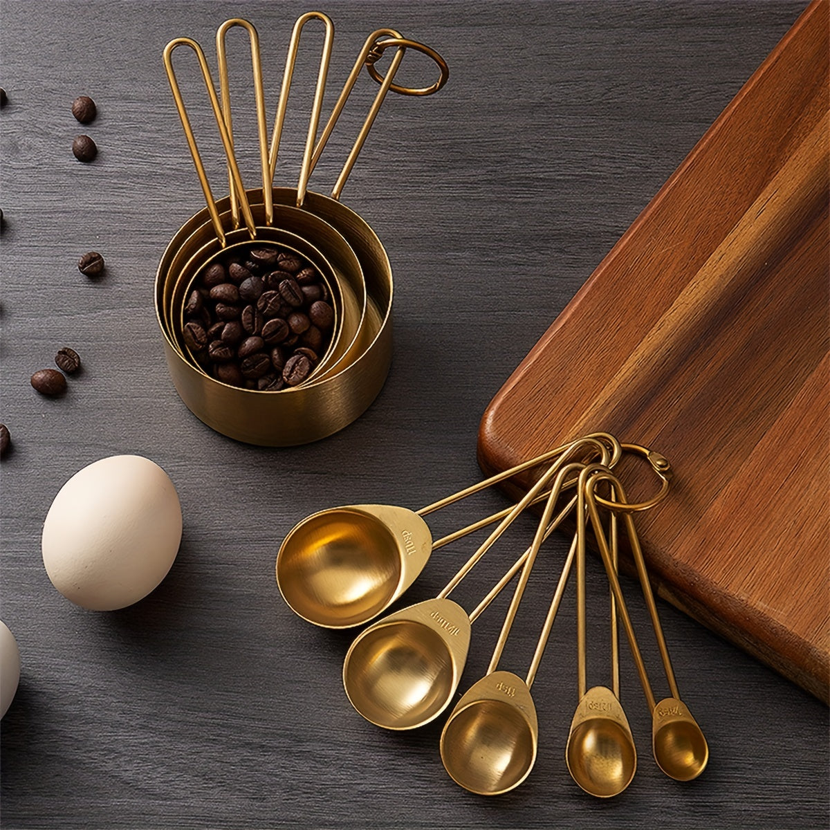 Set of 9 Stainless Steel Measuring Cups and Spoons for Baking and Cooking