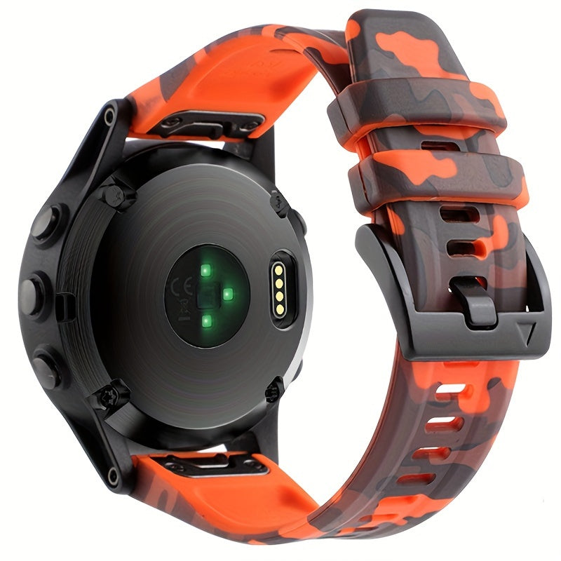 Sevimli tanlov: Garmin Fenix 5, 5X Plus, 6, 6X Pro, 7, 7X, Forerunner 945, 935, Instinct 2X uchun 26mm/22mm o'lchamdagi mustahkam silikon tez chiqarish sport tasmasi - Qulflovchi bilan aqlli soat bilaguzuk.
