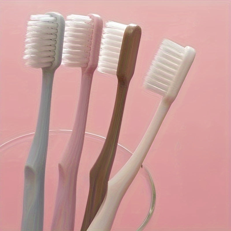 4Pcs Soft Nylon Bristle Toothbrushes for Sensitive Gums and Travel with Protective Caps