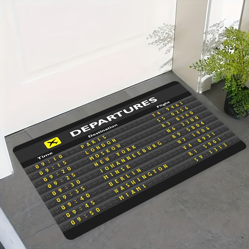 Flannel Door Mat Non-Slip Travel-Inspired Design Easy to Clean Indoor Outdoor