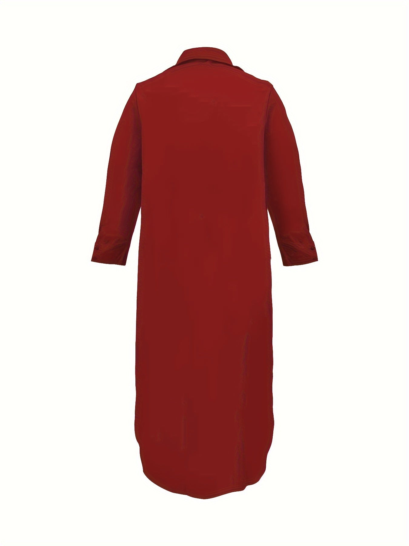 Women's Plus Size Casual Dress Long Sleeve Solid Lapel Collar Button-Up
