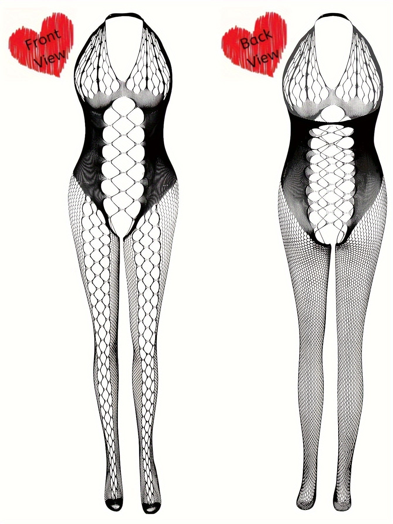 Women's Plus Size Fishnet Bodystocking Open Crotch Stretchy Lingerie Pack of 4