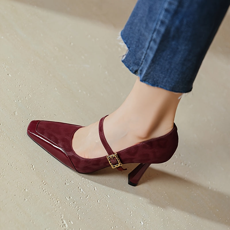 Women's Plus Size Leopard Print Pointed Toe Heeled Shoes with Ankle Strap