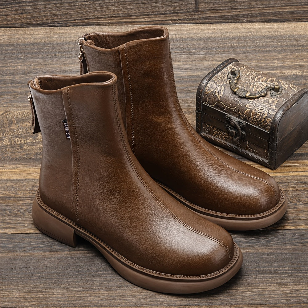 3429 Новые осенние и зимние женские ботинки с толстой подошвой, прямой цилиндрический дизайн