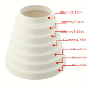 "Duct Reducer Extractor Fan Pipe Connector" o'lchamlarda mavjud: 80mm, 100mm, 110mm, 120mm, 130mm, 140mm va 150mm - 1 dona kiritilgan.