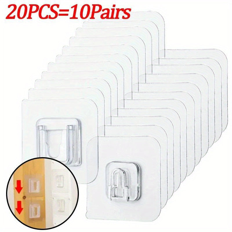 Clear Acrylic Wall Hooks with Strong Adhesive for Kitchen Bathroom Storage Adjustable Socket Holder