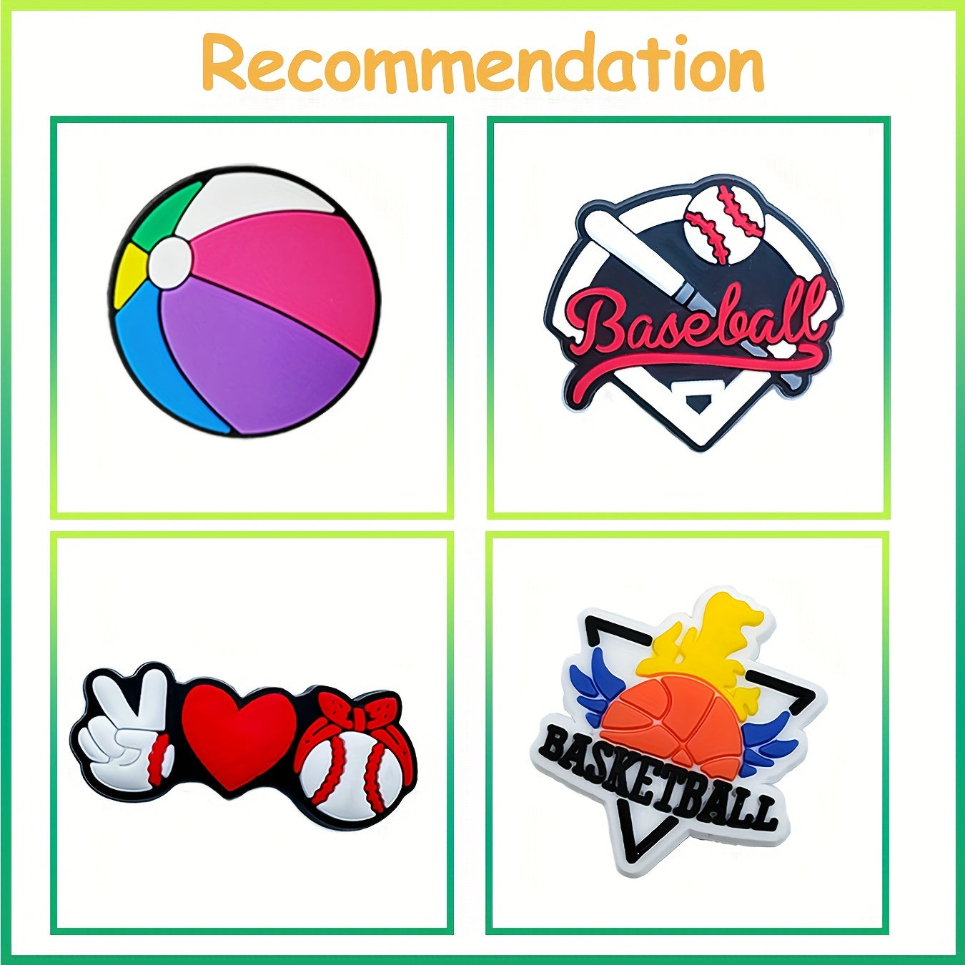 Unisex PVC Charms Pack of 50 Mixed Sports Ball Charms for Jewelry and Sandals