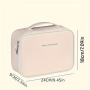 Faux Leather Cosmetic Bag for Men and Women with Brush Holder Large Capacity Travel Organizer