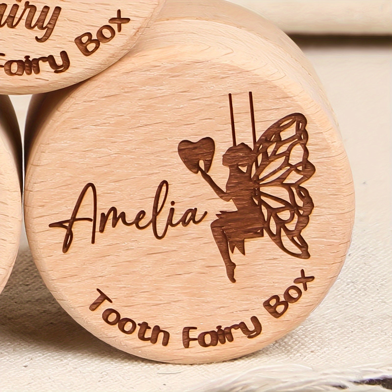 Personalized Wooden Tooth Fairy Box with Gift Box Baby Tooth Keepsake for Infants