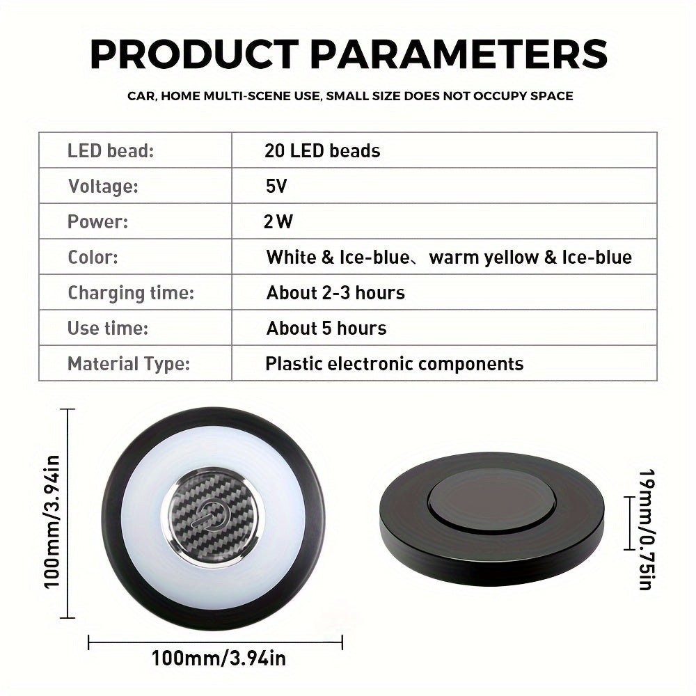 Luz interior de coche con LED recargable por USB con 3 colores, lámpara de techo magnética para vehículo, autocaravana y uso doméstico