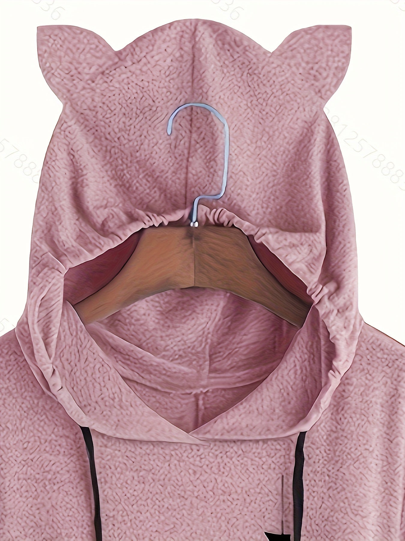 Ayollar uchun pushti hoodie qora mushuk grafikasi bilan qulay kuzki sviter