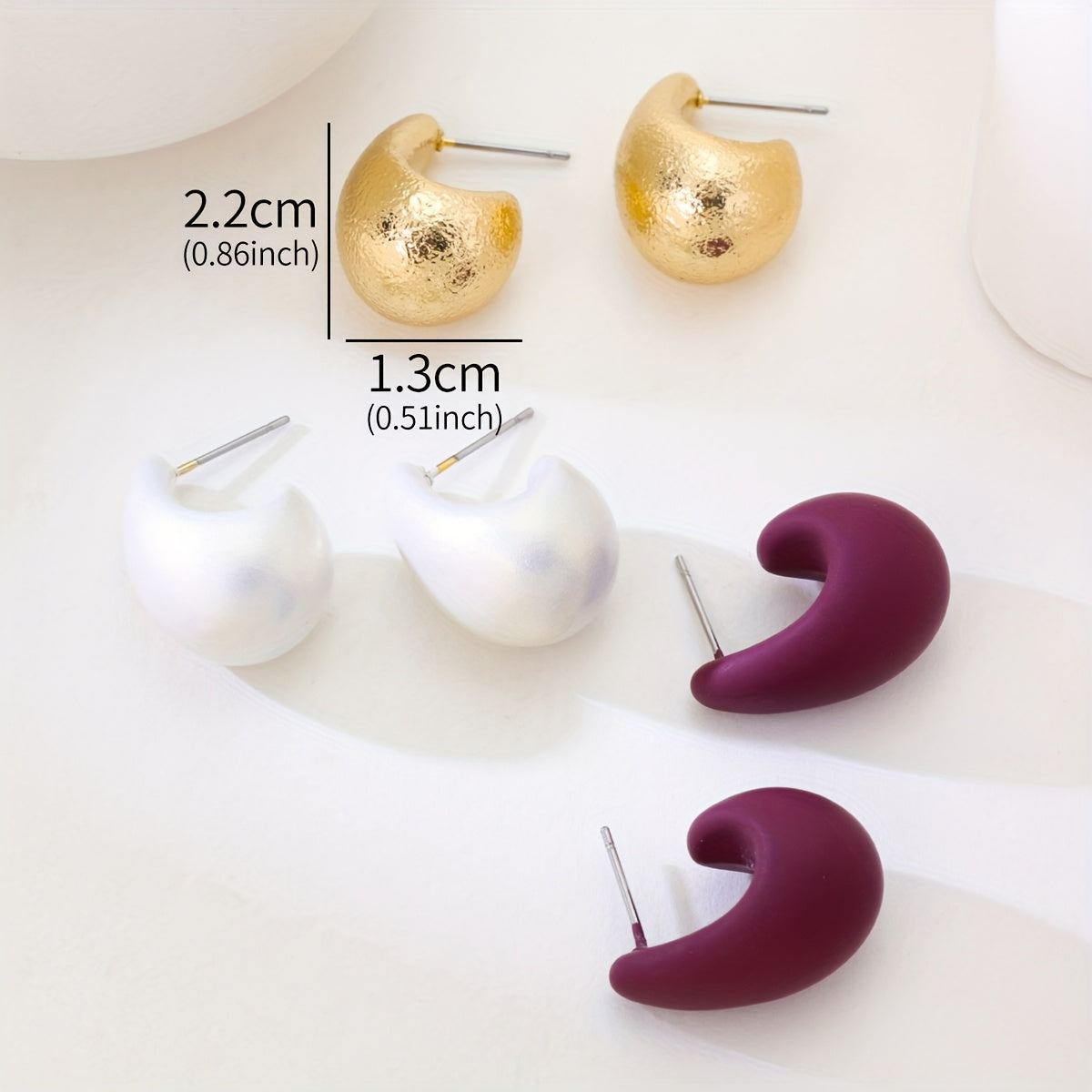 Women's Teardrop Earrings Set Hypoallergenic Stainless Steel with Red Blue Gold Silver