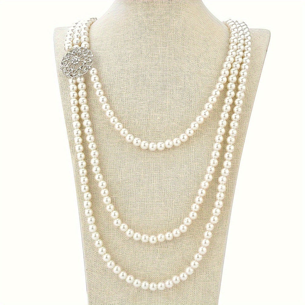 Faux Pearl Necklace 1920s Gatsby Style Bridal Wedding Accessory or Valentine's Gift