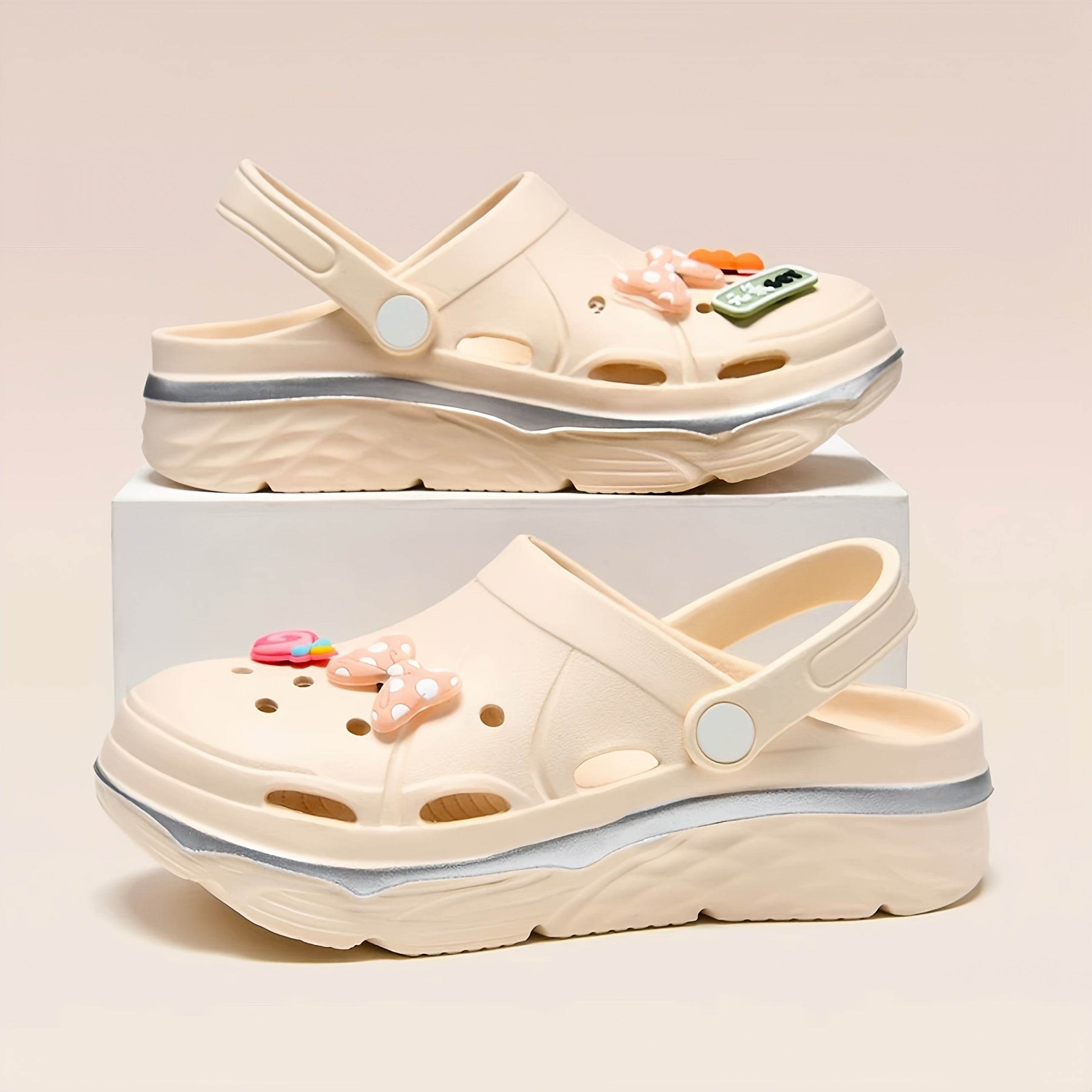 Women Breathable EVA Platform Shoes with Bow and Butterfly Accents