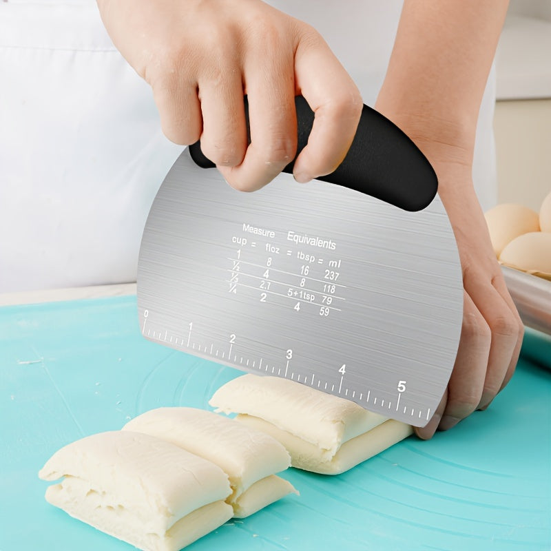Stainless Steel Dough Scraper with Measurement Marks for Baking and Pastry
