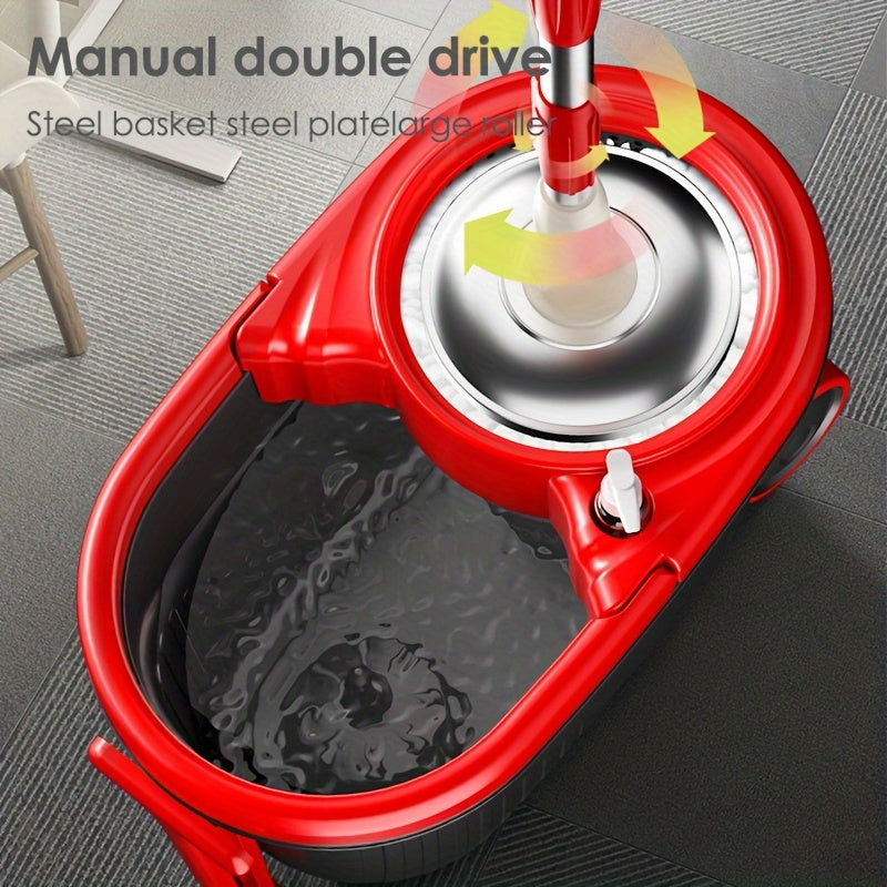 MOPPDUS Qo'l Bilan Boshqariladigan Ikki Maktabli Mop - Oshxona, Hammom, Yashash Xonasi va Tualet uchun Ko'p Funktsiyali Aylanadigan Mop. Elektr energiyasi talab qilinmaydi. Mustahkam Plastikdan tayyorlangan.