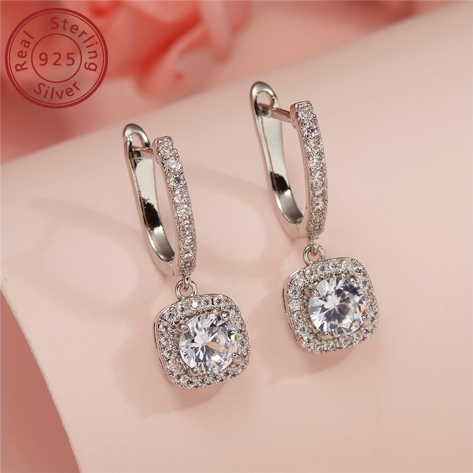 Sterling Silver 18k Gold Plated Moissanite Drop Earrings for Women Engagement Wedding