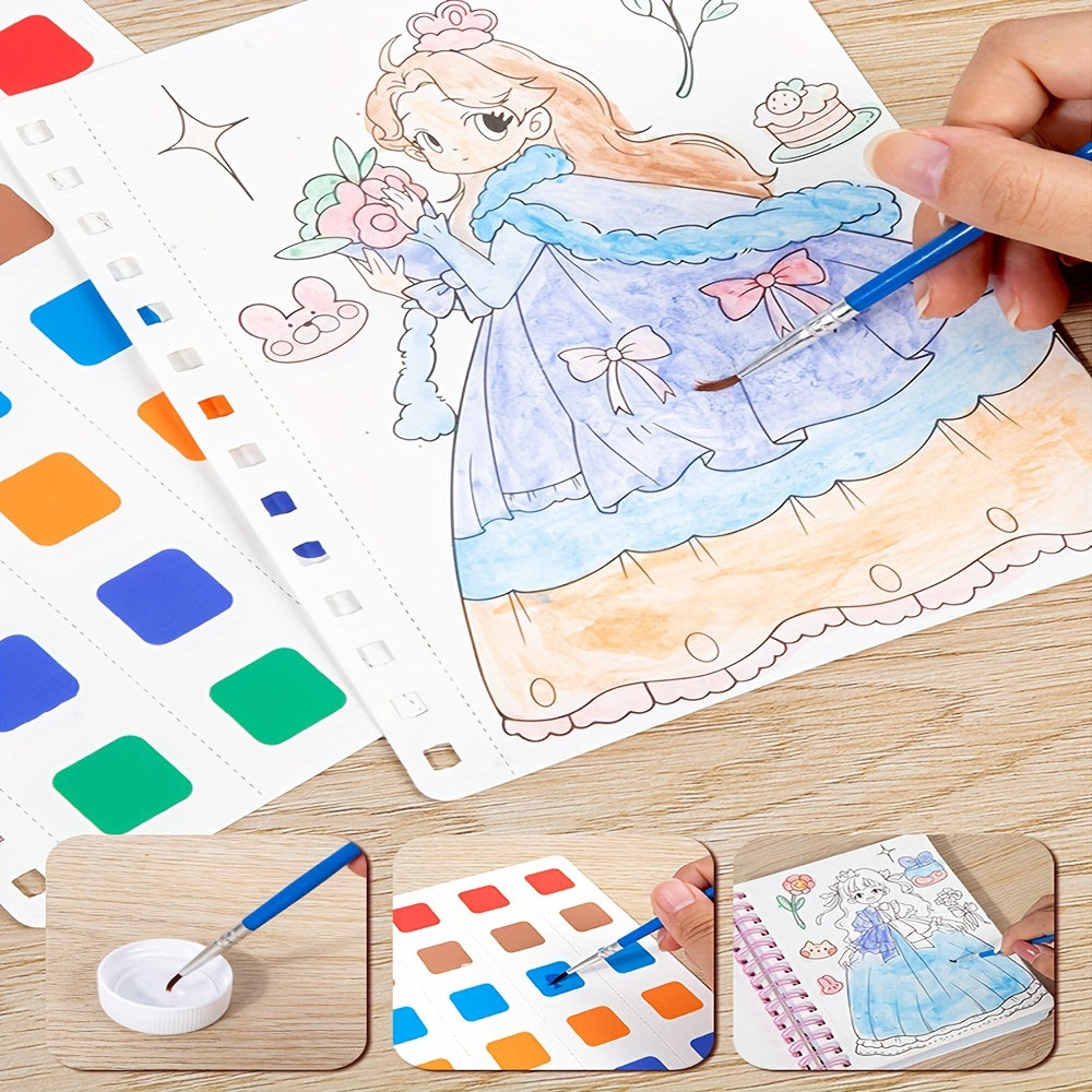 Libro de pegatinas Princess para niños a partir de 4 años con actividades creativas y pintura en acuarela