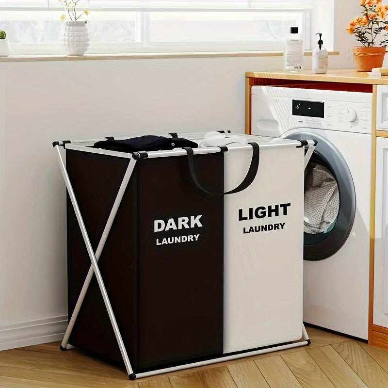 Large Capacity Foldable Laundry Hamper with 3 Sections Waterproof 19 Inch Tall Storage Basket