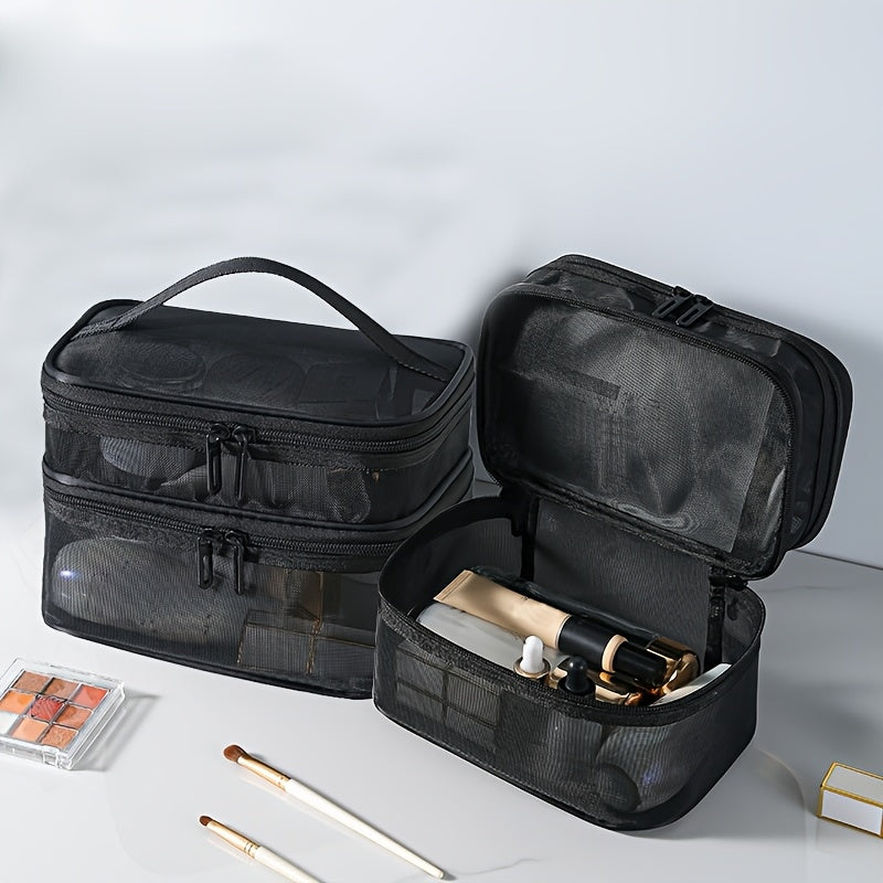 Travel Cosmetic Bag Large Capacity Mesh Makeup Organizer with Handle