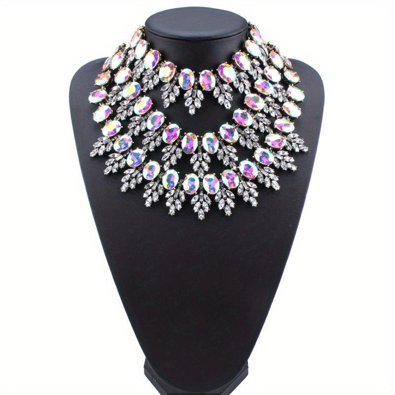 Stylish Rhinestone Body Chain Necklace for Women Alloy Green Clear Crystal