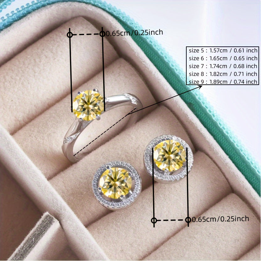 Moissanite Jewelry Set 1.0CT Sterling Silver Wedding and Valentine's Gift