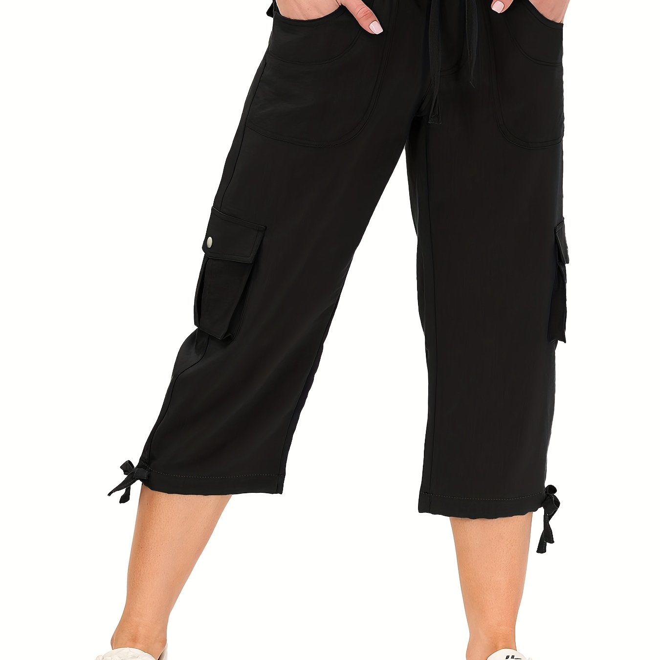 Women's Plus Size Cargo Capris Hiking Pants Lightweight Quick-Dry Outdoor