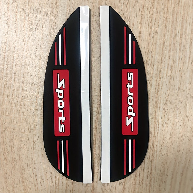 2pcs Car Mirror Rain Shields Durable PVC Black Red Stripe Sports Protector
