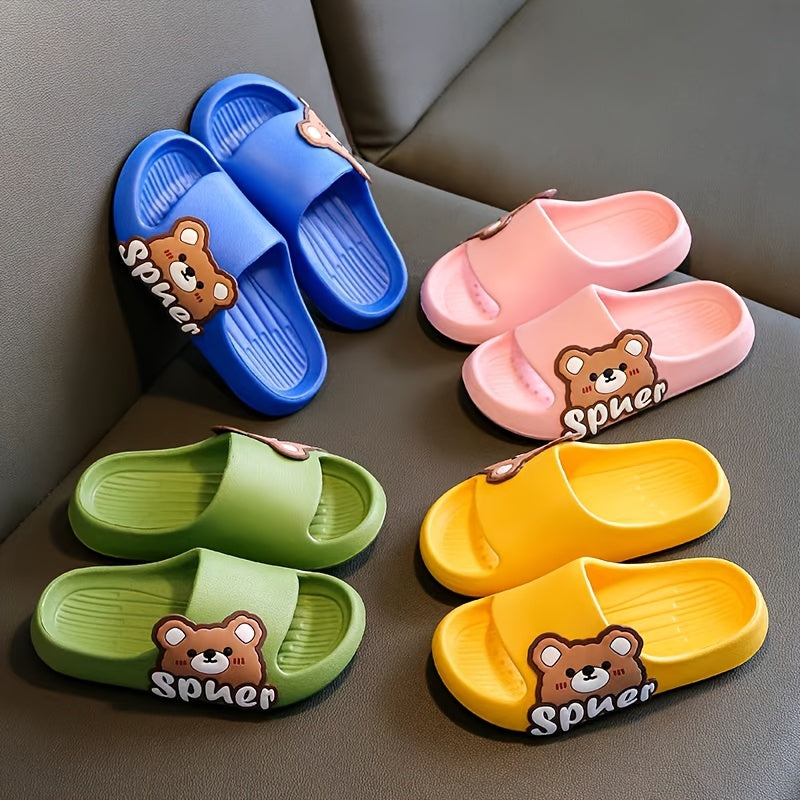 Kids Cartoon Bear Slippers Lightweight Non-Slip EVA Casual Home Shoes for Boys and Girls