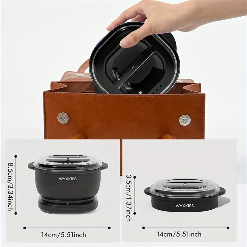 Black Folding Wax Heater 500ml Kit for Hair Removal with Non-Stick Pot
