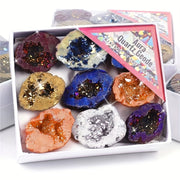 Natural Agate Cave Gift Box with Irregular Gems for Home Decor Jewelry Crafting
