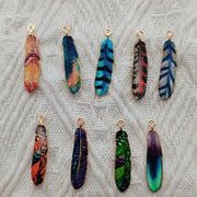 Set of 10 Feather-Shaped Alloy Pendants for Jewelry Making Keychains Necklaces Earrings
