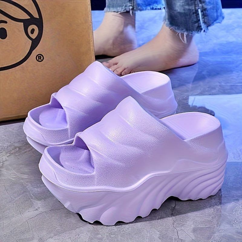 Women EVA Platform Shoes Thick Cushioned Heel Non-Slip Peep Toe Light Purple White