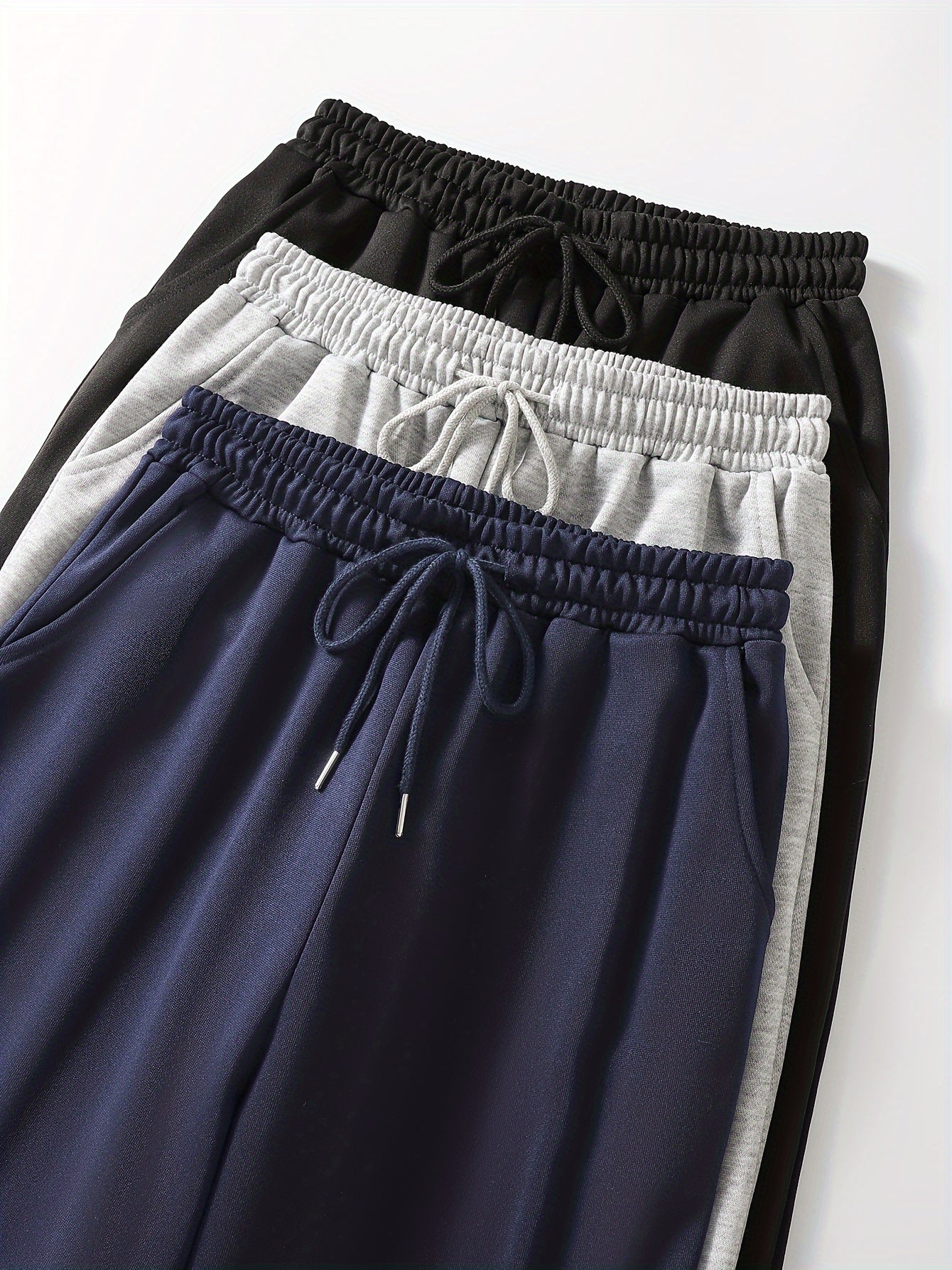 Women's Casual Joggers with Drawstring High Waist Pockets Solid Knit Fabric Spring Fall