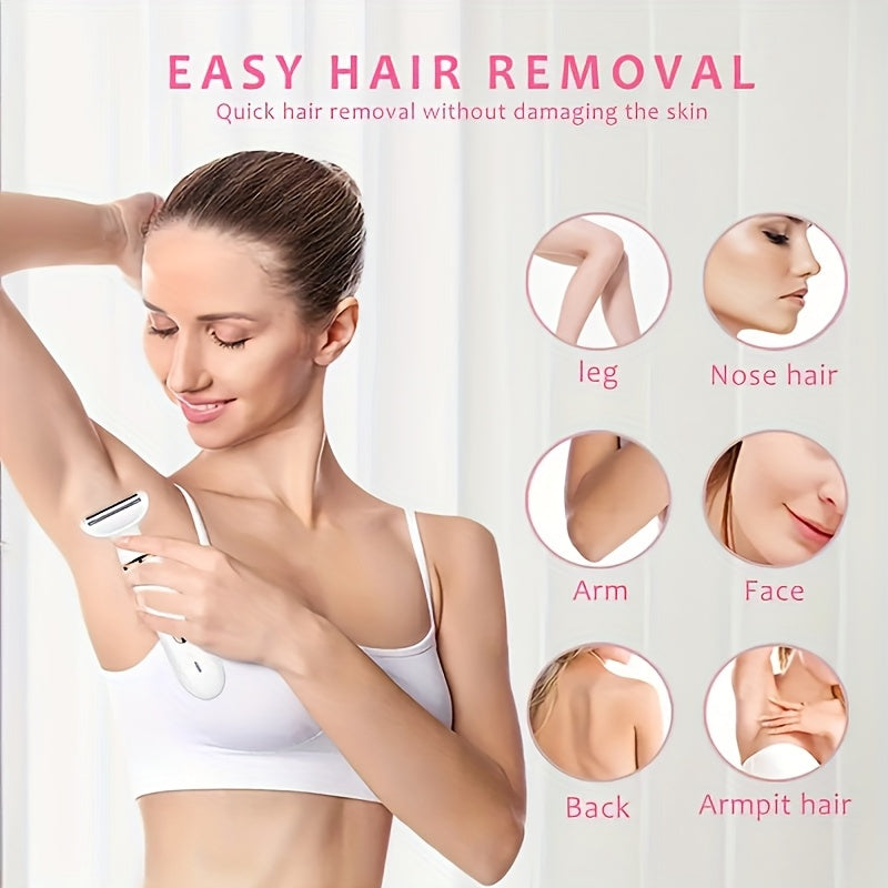 4-in-1 USB rechargeable electric hair remover for women bikini eyebrows nose legs portable shaver 500mAh