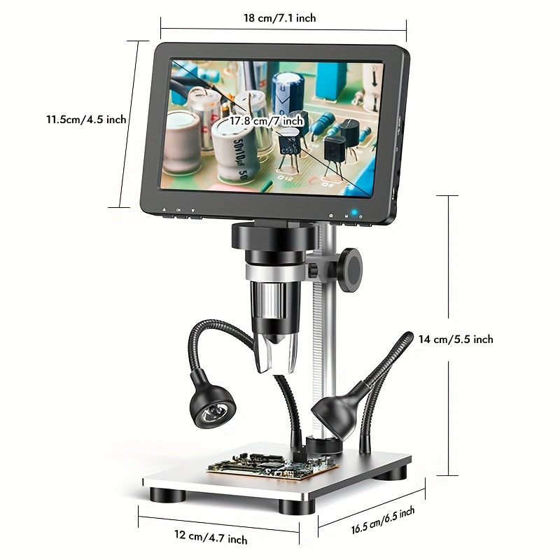 17.78cm LCD Digital Microscope with 1200X Magnification and 1080P HD for Electronics Repair