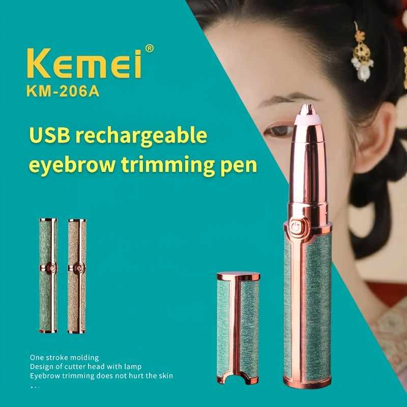 Rechargeable Electric Eyebrow Trimmer for Women with LED Light Compact Personal Grooming Tool