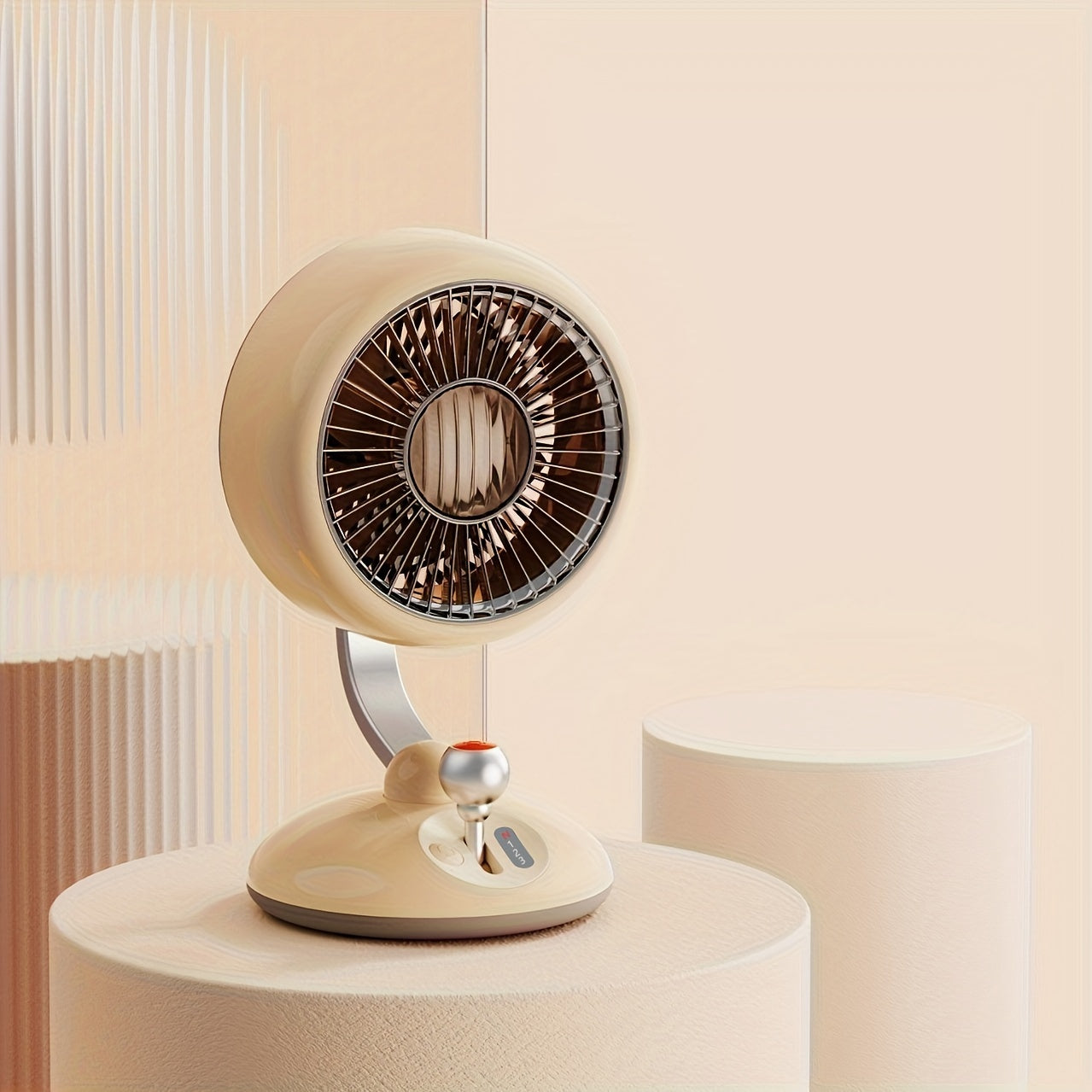 Retro Oscillating USB Desk Fan with Head Shaking, Rechargeable Battery, Quiet Portable Table Fan for Office Home Dorm