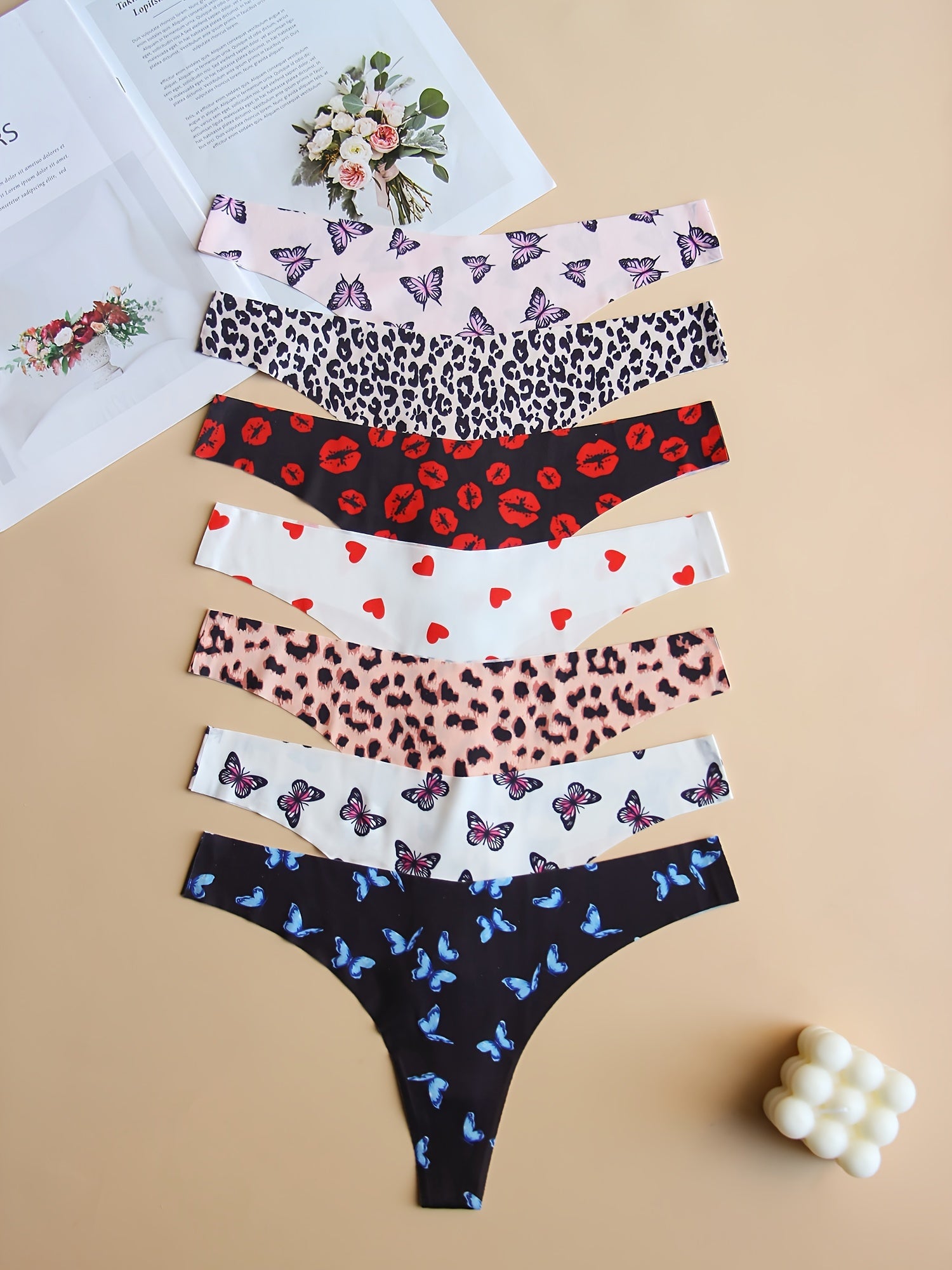 Seamless Thongs for Women Breathable Graphic Print Comfortable Underwear