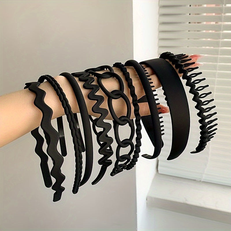 Ayollar uchun 9 ta mat, to'lqinli, sirg'almas soch bantlari to'plami