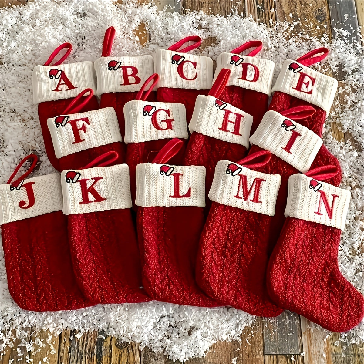 Knitted Polyester Stockings with Personalized Initials for Festive Parties