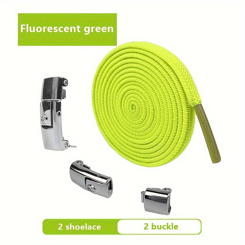 Unisex Elastic No-Tie Shoelaces Lazy Metal Lock Laces for Sports and Casual