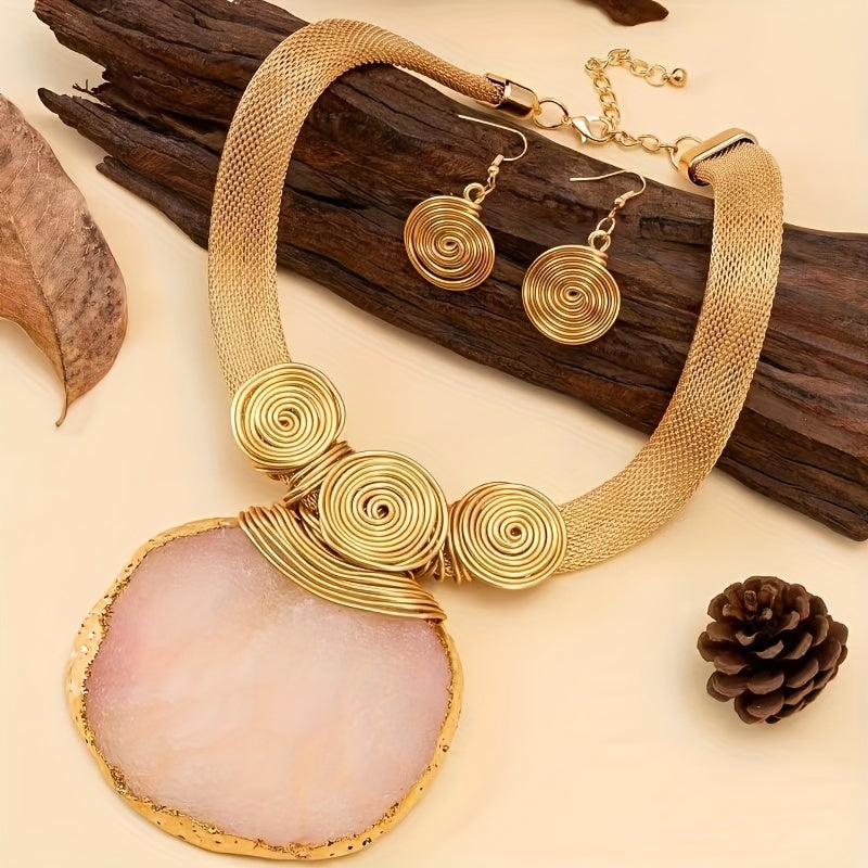 Conjunto de joyería bohemia glam con colgante de piedra de nacimiento de julio y collar de cuentas de varias capas para mujeres